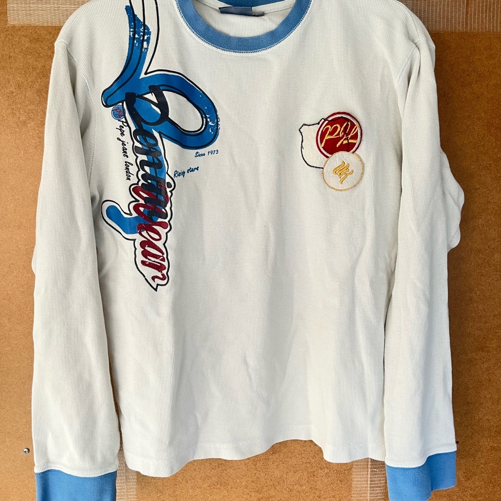 Vintage “Pepe Jeans” white and blue long sleeve shirt #vintage